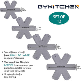 BYKITCHEN thick felt material protects non-stick coatings from scratches during storage.