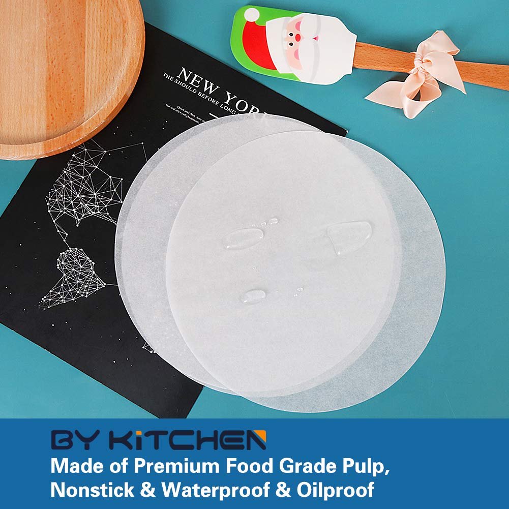BYKITCHEN parchment circles nonstick surface for clean pan release.