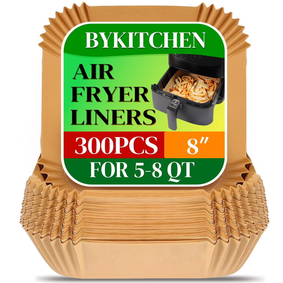 BYKITCHEN square air fryer paper liners for easy cleanup and even cooking.