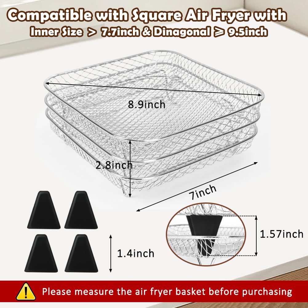 BYKITCHEN three-tier air fryer rack shows multi-layer design for batch meals.