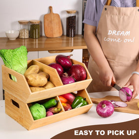BYOA Official stackable pantry organizers maximize vertical space for a tidy kitchen storage.