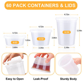 BYSNOW 16oz containers with lids, perfect for salads and leftovers.