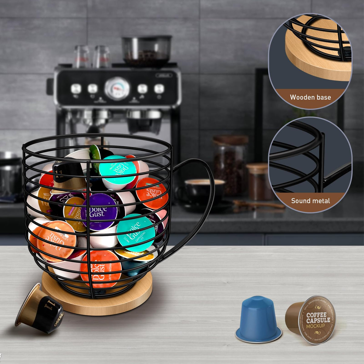 BYTEAIDREX metal-wire-kcup-storage offers durable, space-saving counter organization.