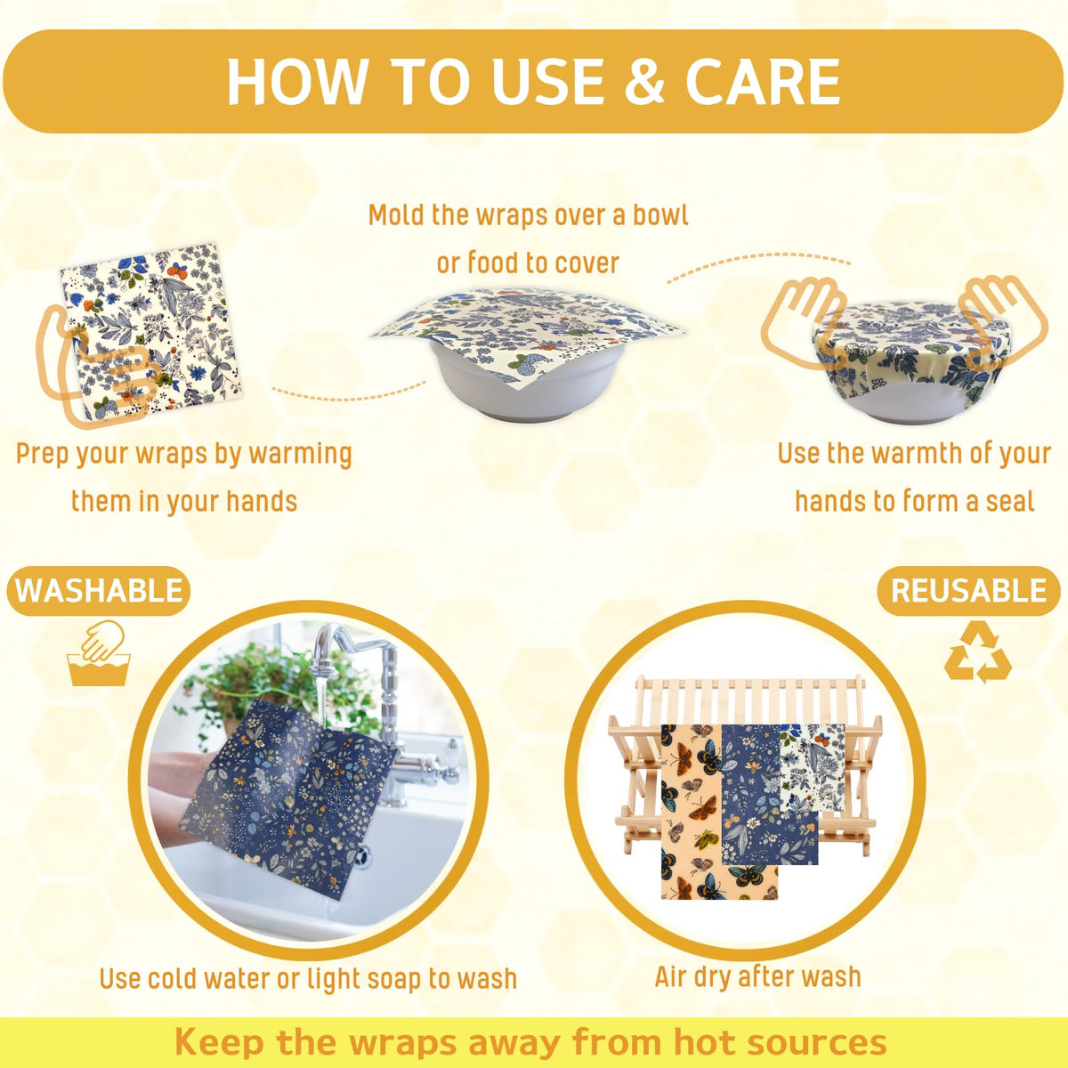 BYTTME packaging showcases a sustainable 9-pack beeswax wraps.