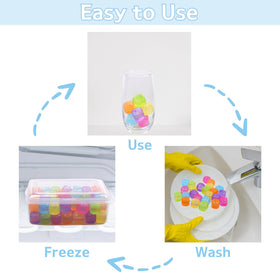BYTTME colorful reusable ice cubes stay vibrant while cooling drinks.