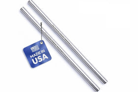 Bywater Stainless 8.5-inch straw in open-lid view, durable and dishwasher-safe.