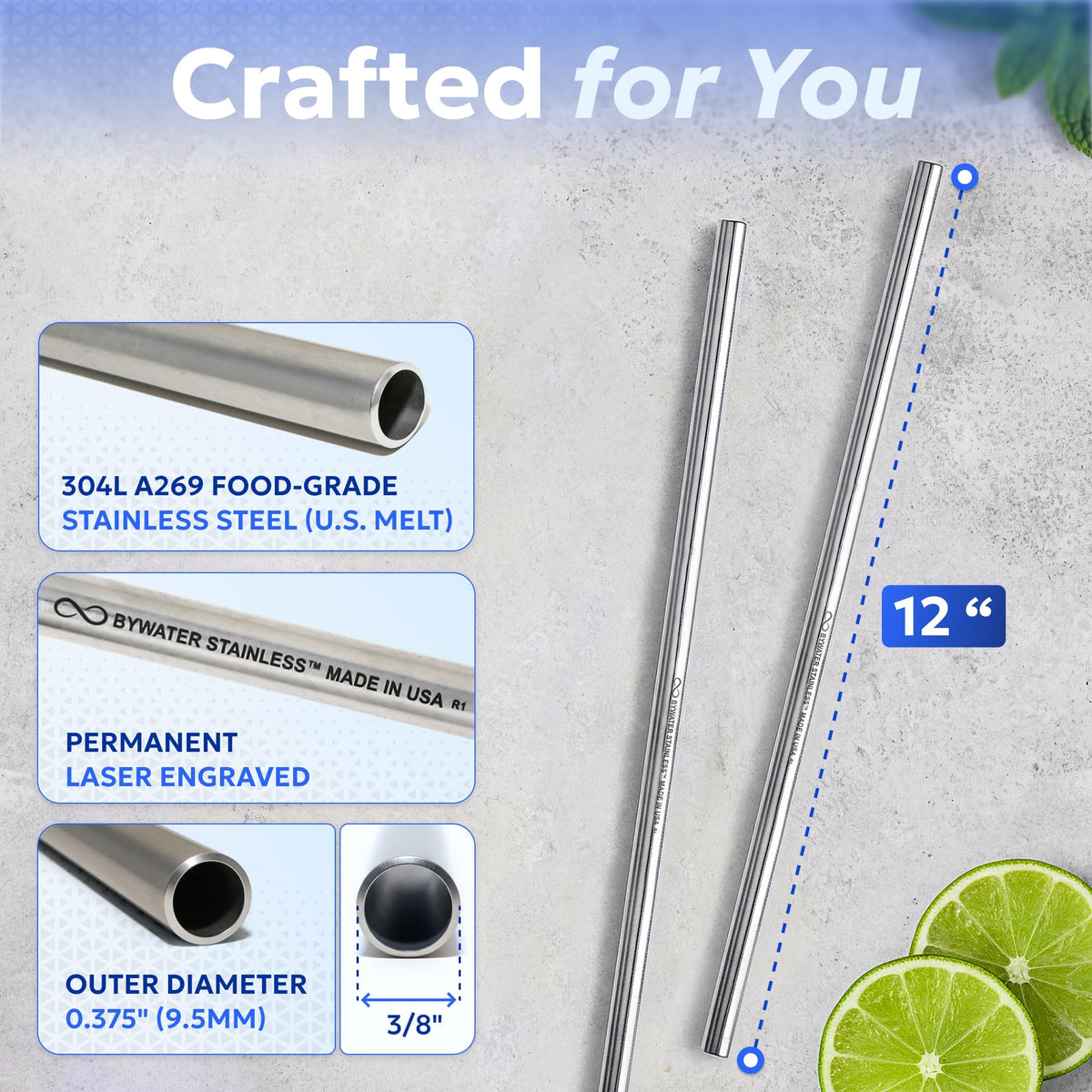Bywater Stainless thicker-wall construction increases strength for daily use