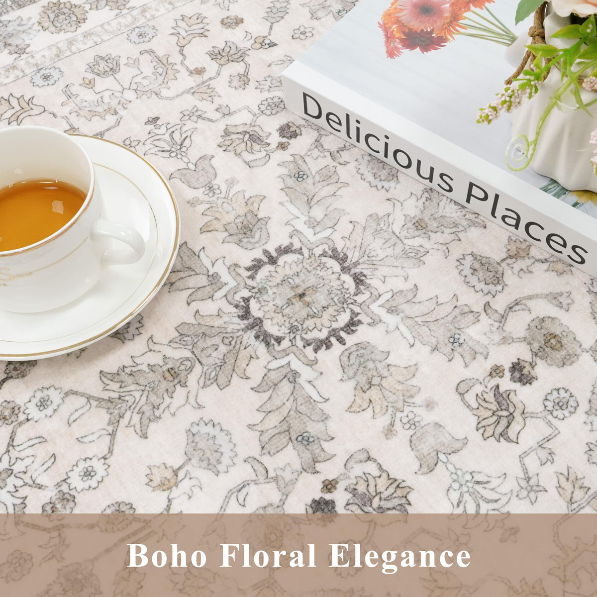 BYYVOO beige rug adds warm Boho charm to any space.