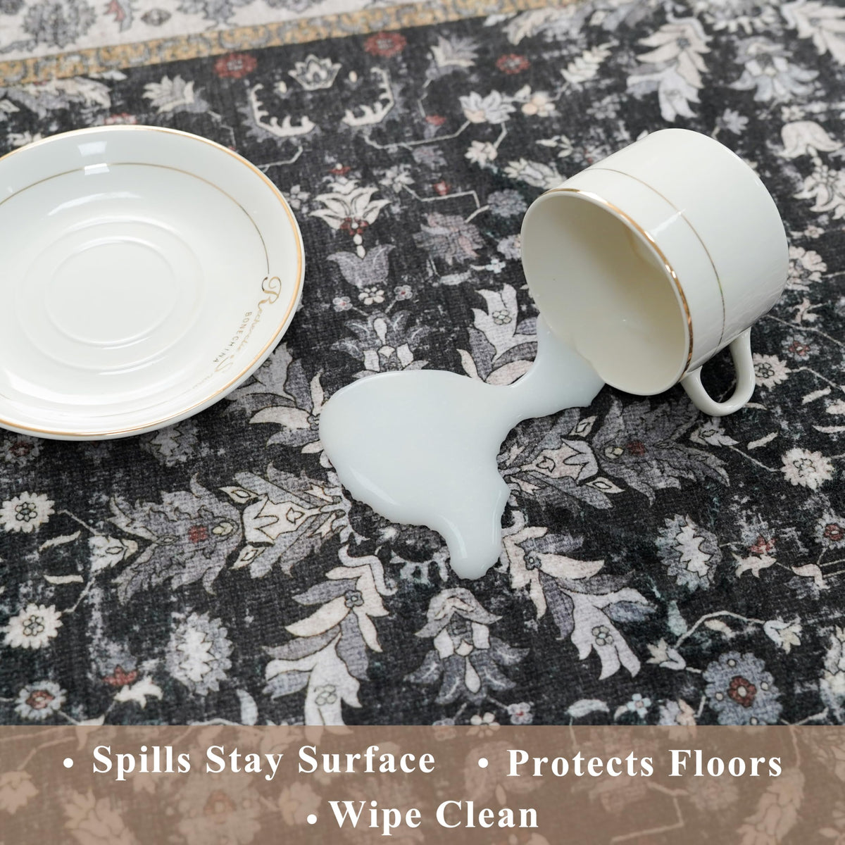 BYYVOO machine-washable fabric close-up, easy cleanup after spills.