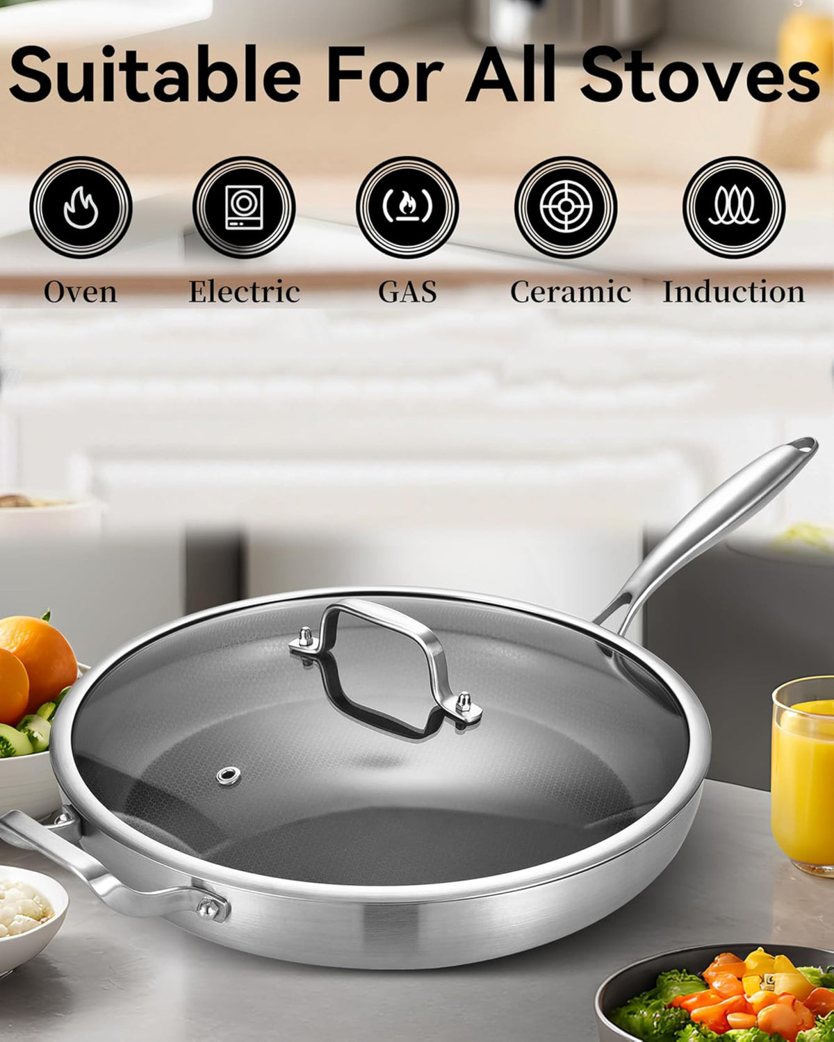 Bzayeat ceramic nonstick coating surface for effortless cleaning and healthier cooking