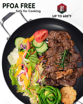 Bzayeat detachable-handle pan close-up highlighting easy storage and cooling