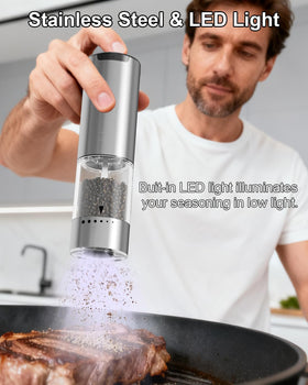 BZPP pepper grinder LED light improves visibility while seasoning.