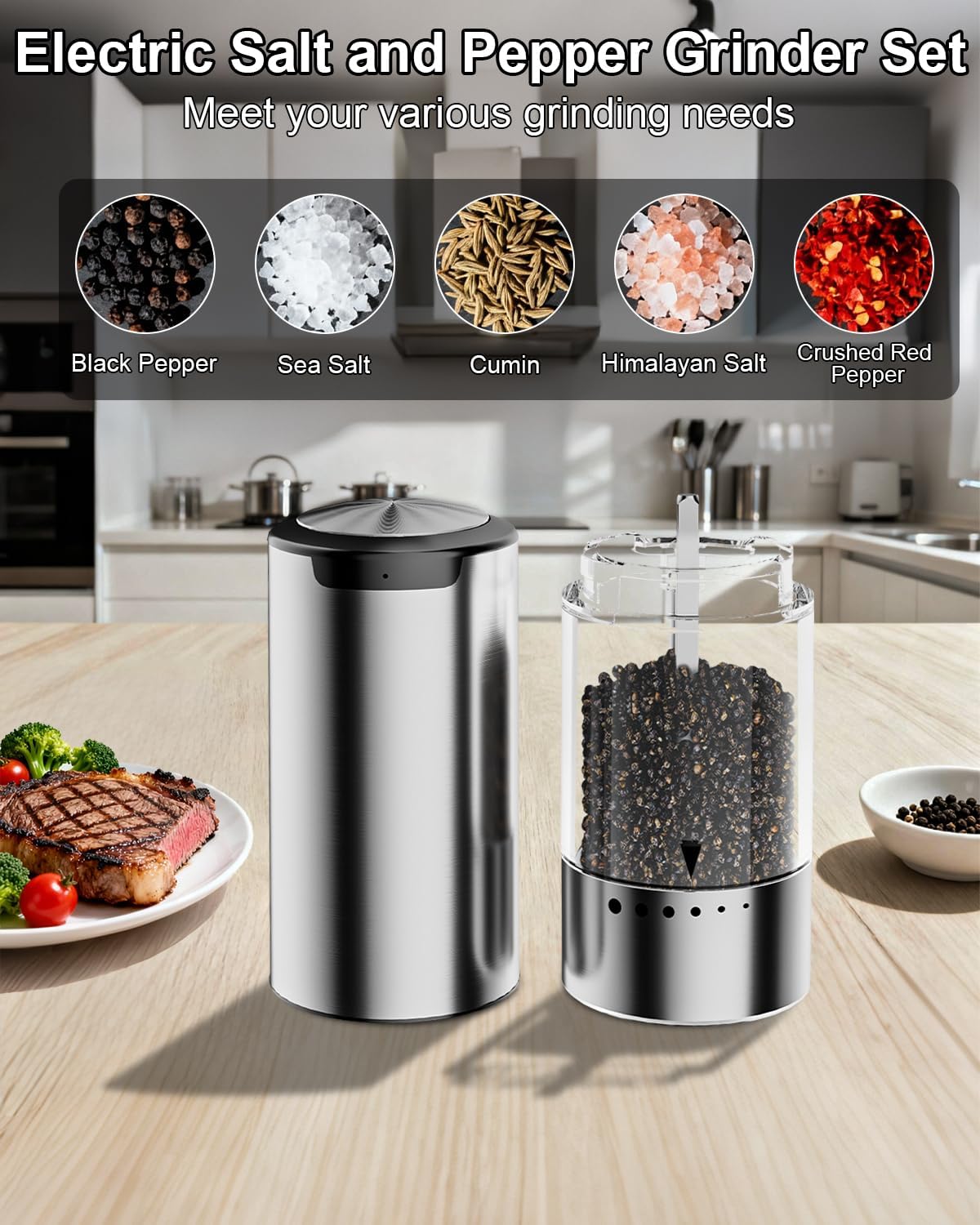 BZPP transparent acrylic container shows spice levels at a glance.
