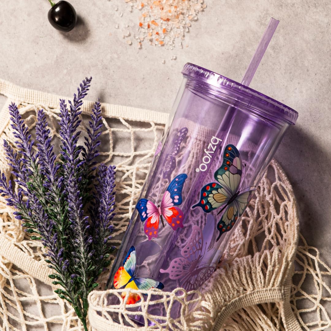 bzyoo SIP butterfly purple design close-up on vibrant pattern