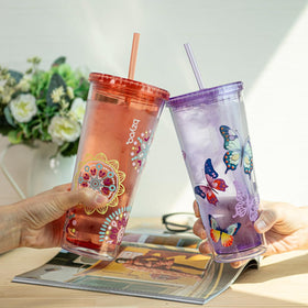 bzyoo SIP eco-friendly reusable tumbler in butterfly purple