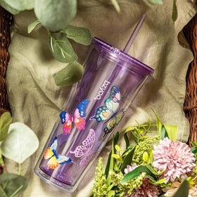 bzyoo SIP gift-ready butterfly purple tumbler in sleek packaging