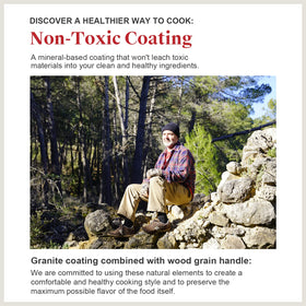 Caannasweis granite coating resists sticking and wipes clean.