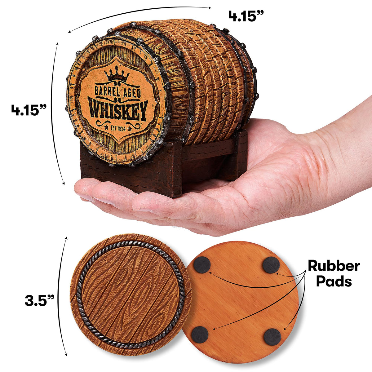 Non-slip pads on Cabin Obsession coasters protect furniture