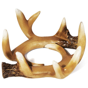 Cabin Obsession deer antler coaster holder keeps pieces organized.