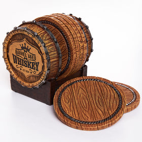Close-up of handcrafted Cabin Obsession coaster showing resin craftsmanship