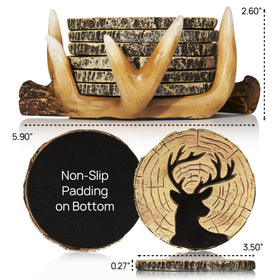 Cabin Obsession handcrafted deer antler coasters add rustic charm to any space.