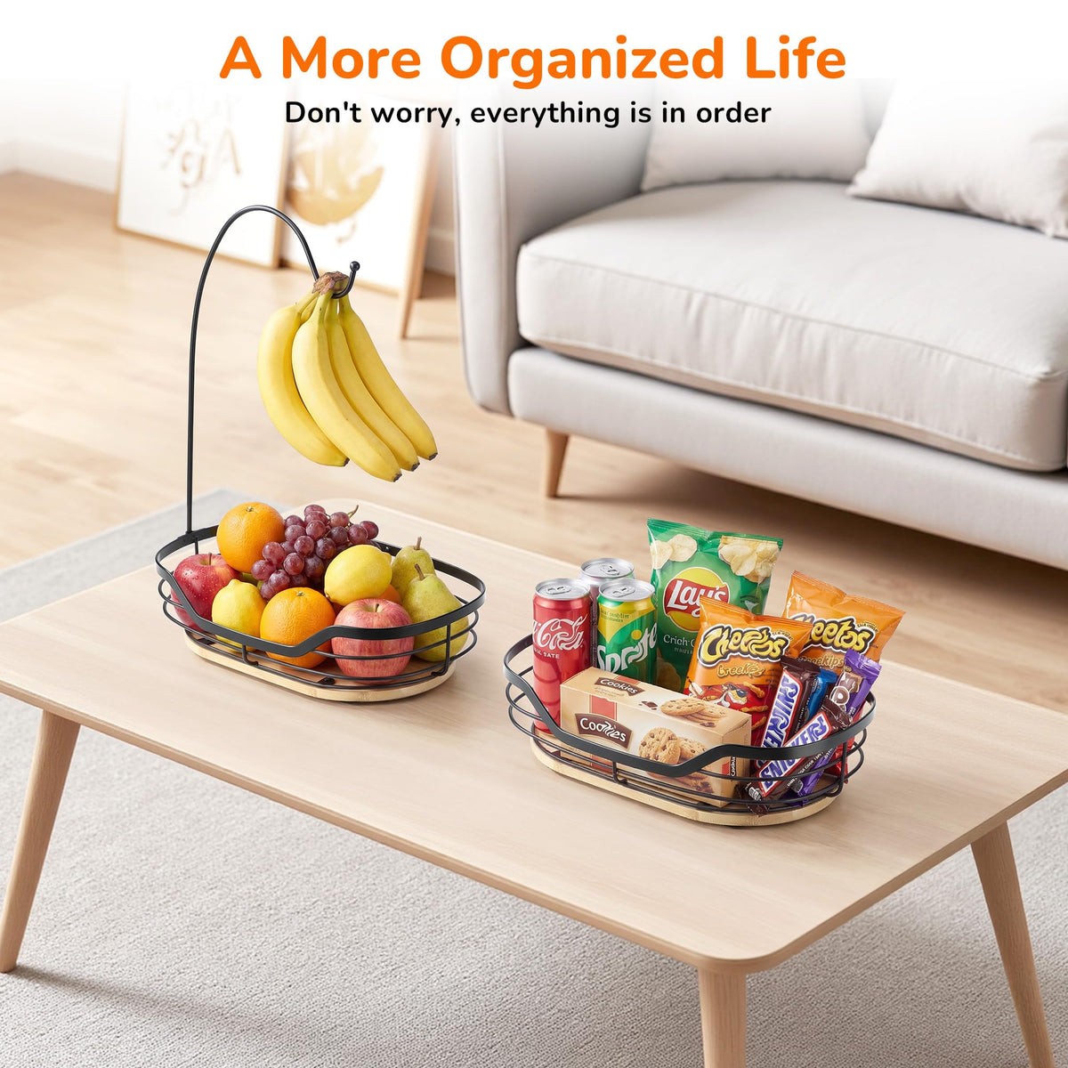 CACHOLIV spacious fruit basket demonstrates versatile storage for apples, oranges, and more.