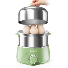 CACHOO 14-egg cooker with two-tier trays for efficient batch cooking.