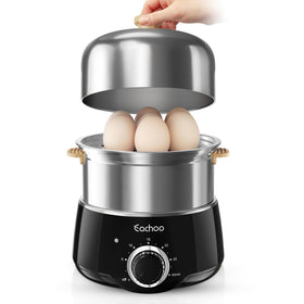 CACHOO 14-egg rapid egg cooker with two-tier trays for efficient batch breakfast prep.