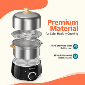 CACHOO stainless-steel body highlights durable construction and quick heating for consistent results.