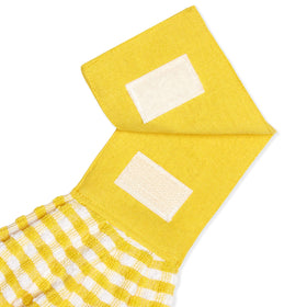 Cackleberry Home towel hung on stove for tidy, fast-drying access.