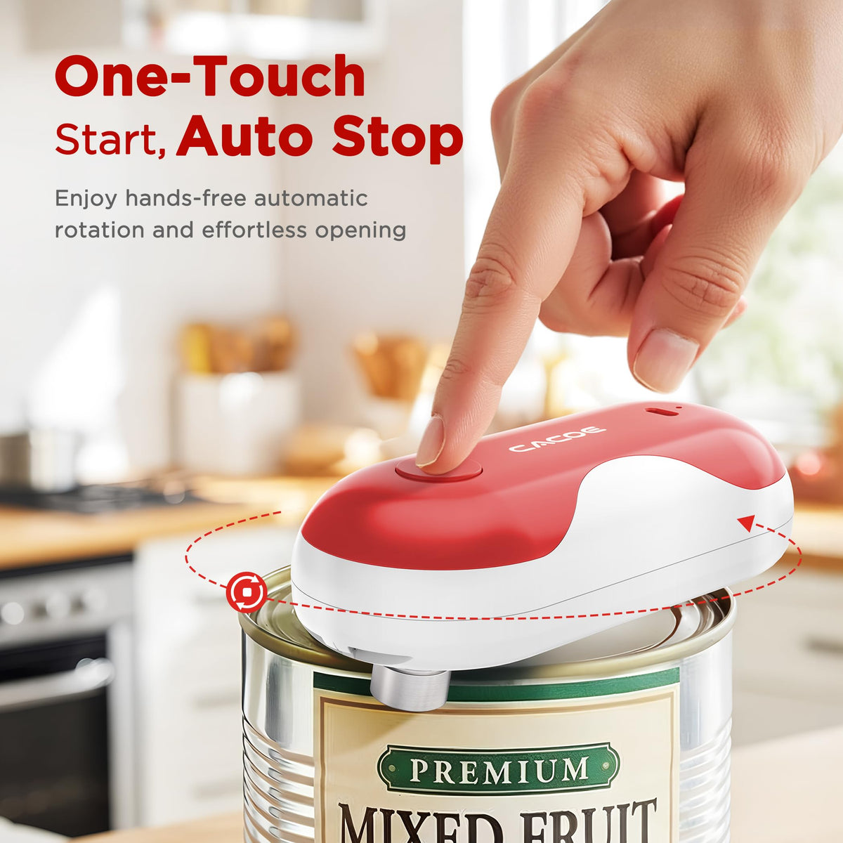 CACOE auto-stop magnet holds lid during operation