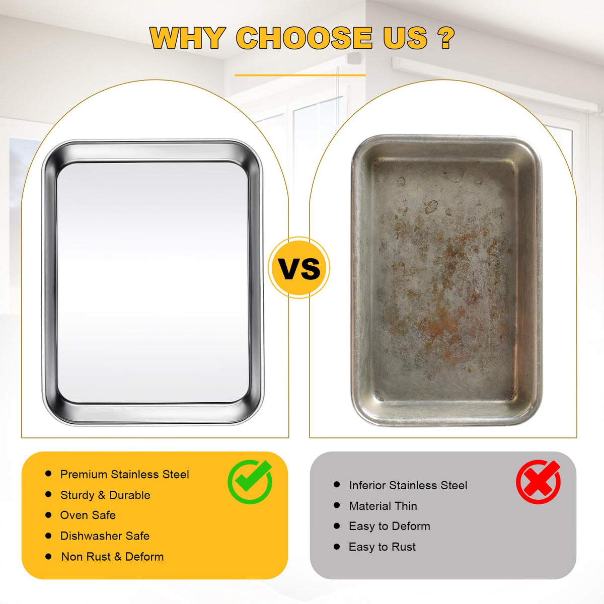 CACOLES baking sheet with a stainless steel core for long-term rust-free performance.