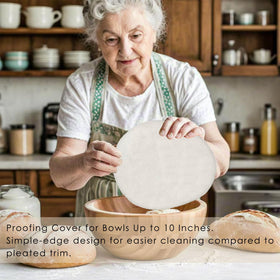 Cacolor durable linen beige bag design complements any kitchen and keeps bread fresh.