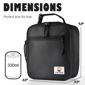CaCTOUR lunch bag back view with detachable handle attached to backpack