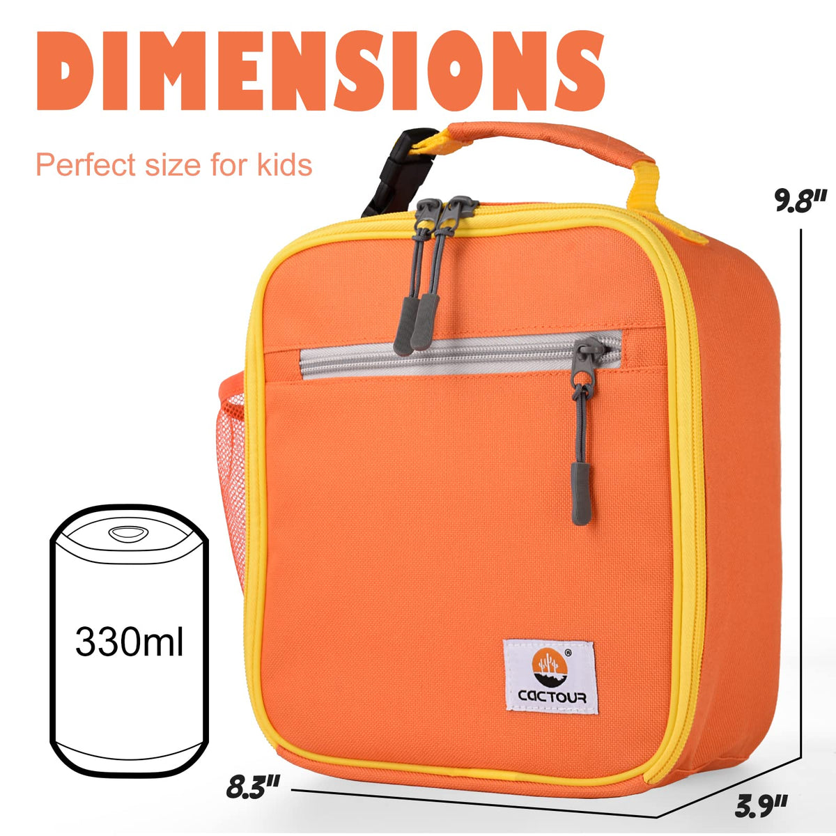 CaCTOUR lunch bag side mesh pocket suitable for water bottle