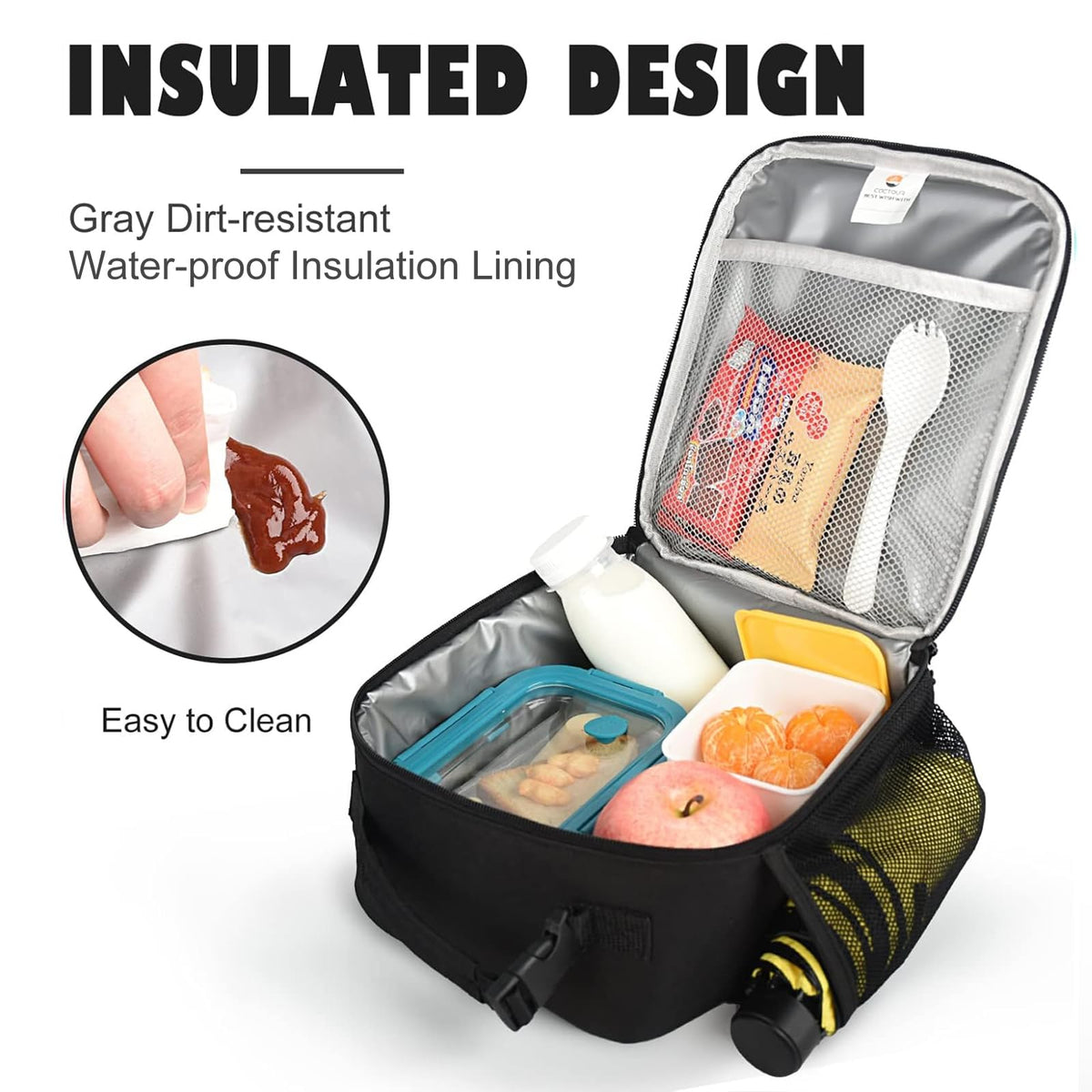 CaCTOUR lunch bag water bottle pocket for on-the-go hydration