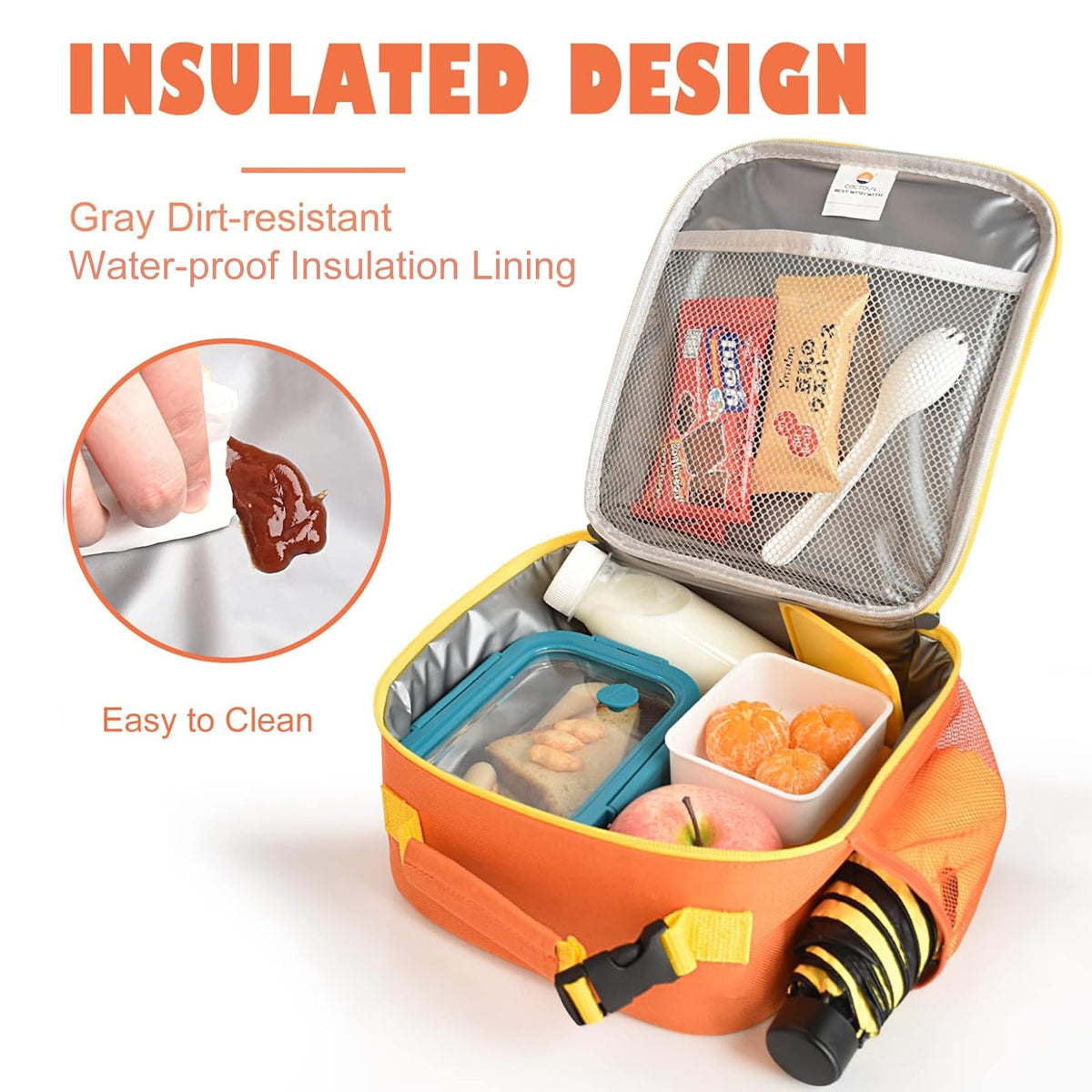 CaCTOUR lunch bag waterproof 600D Oxford exterior for daily use