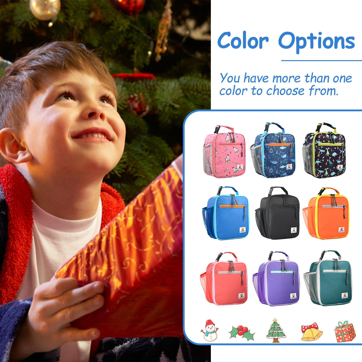 CaCTOUR lunchbox kids back view highlights water-resistant fabric and compact size.