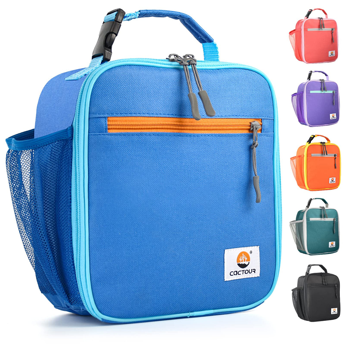 CaCTOUR lunch box kids front view shows durable insulation for school lunches.