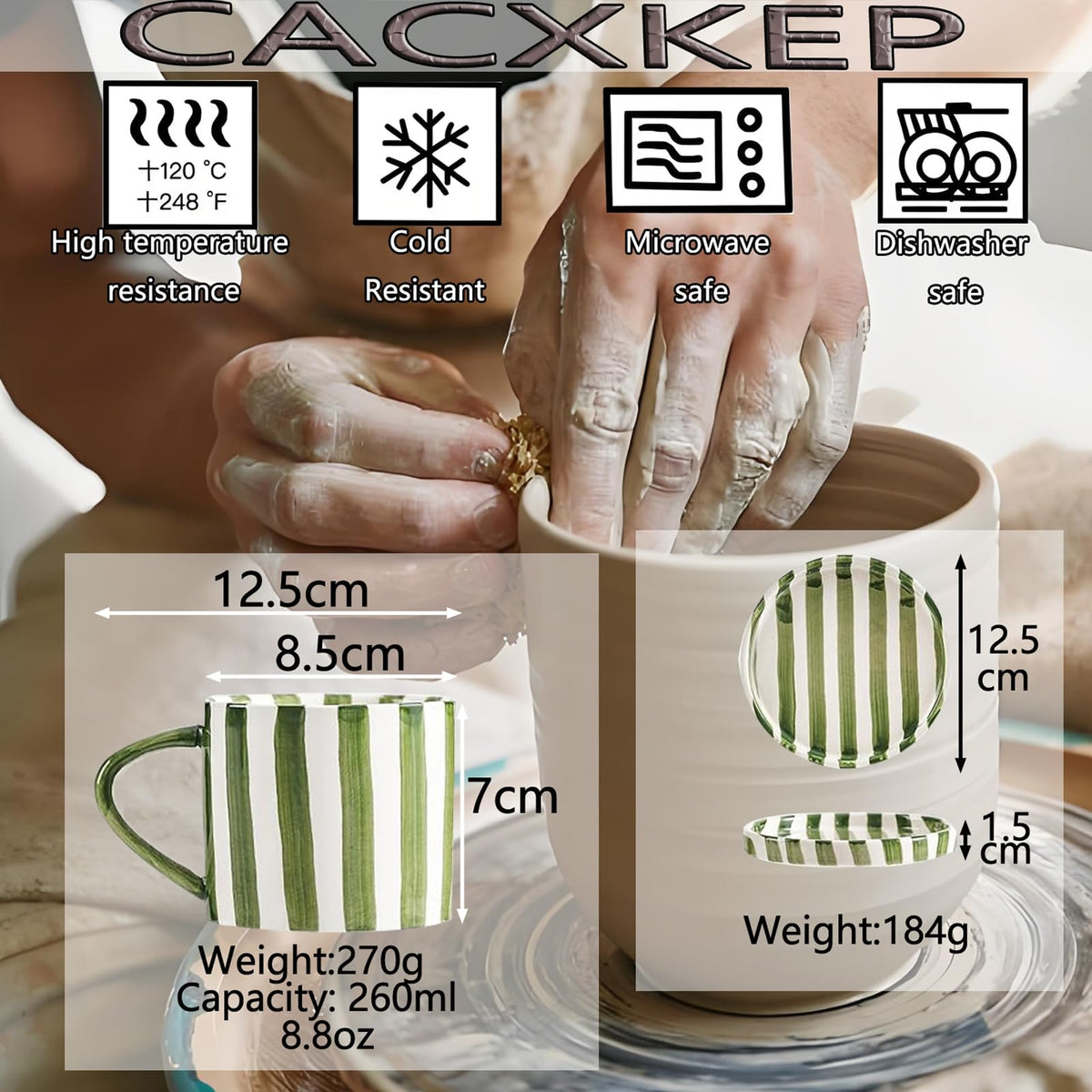 CACXKEP ceramic mug and saucer set dishwasher and microwave safe