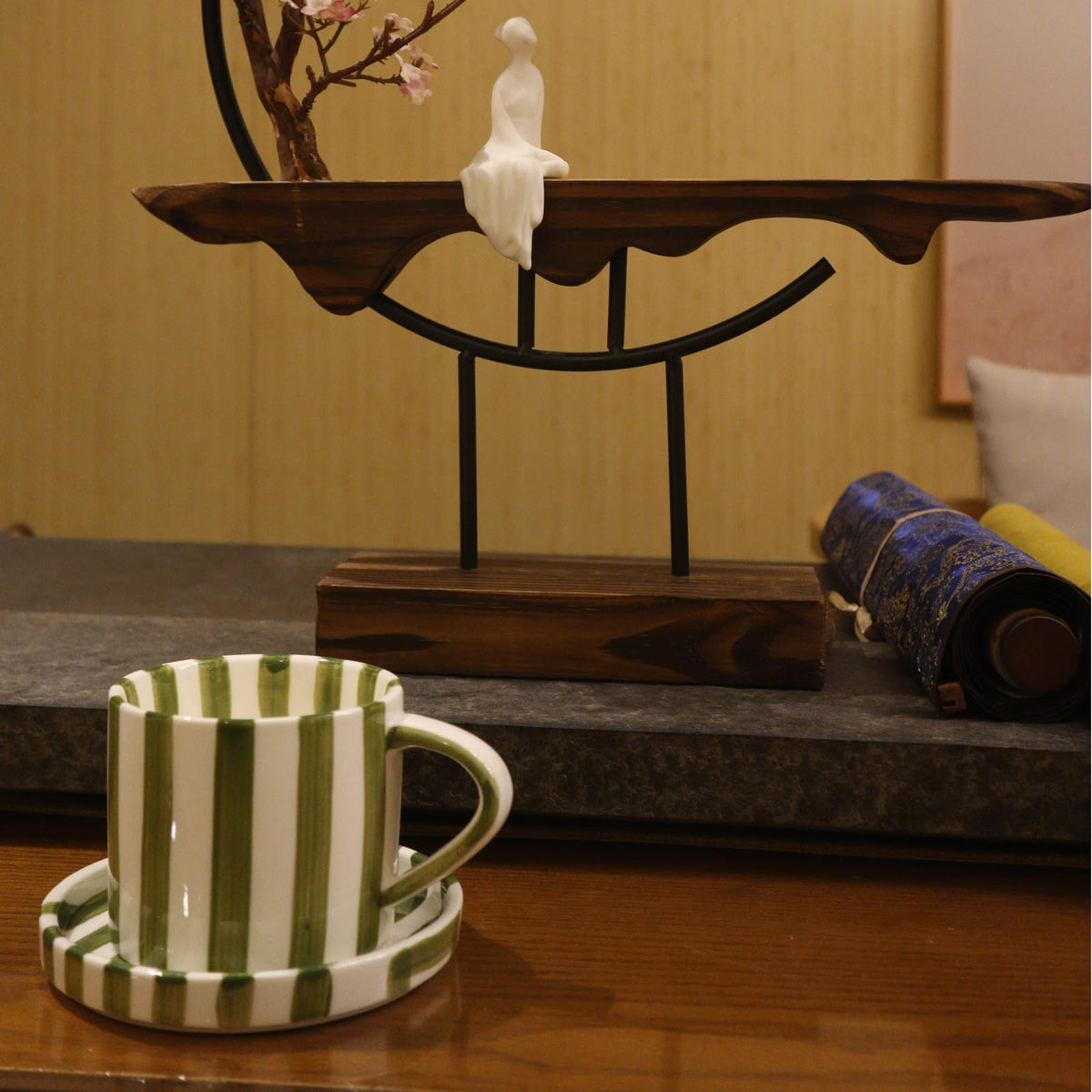 CACXKEP large espresso mug with saucer for bold morning pours