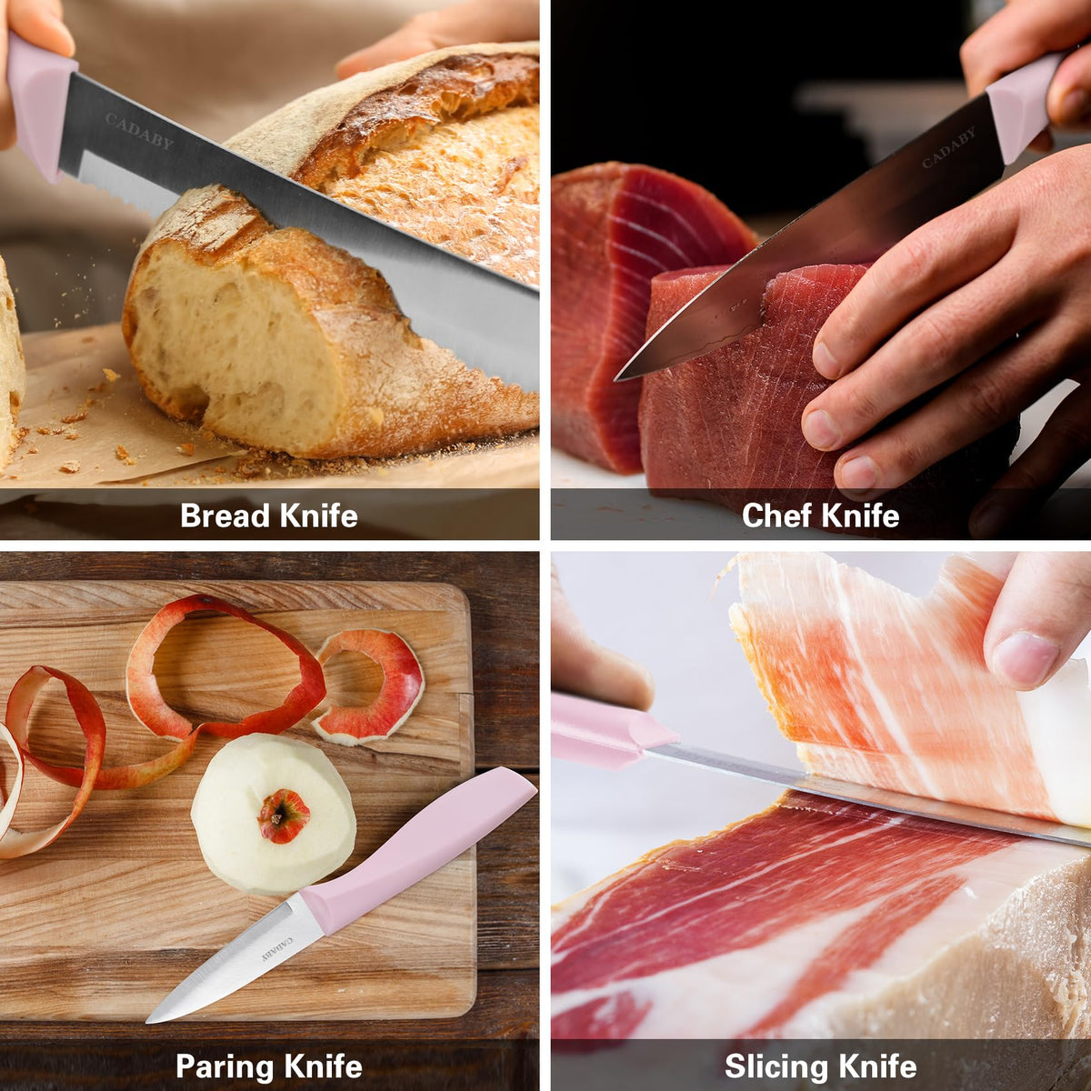 CADABY cutting board provides a sturdy prep surface.