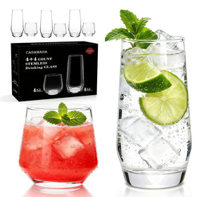 Cadamada 18oz highball glasses set with sturdy base for cocktails