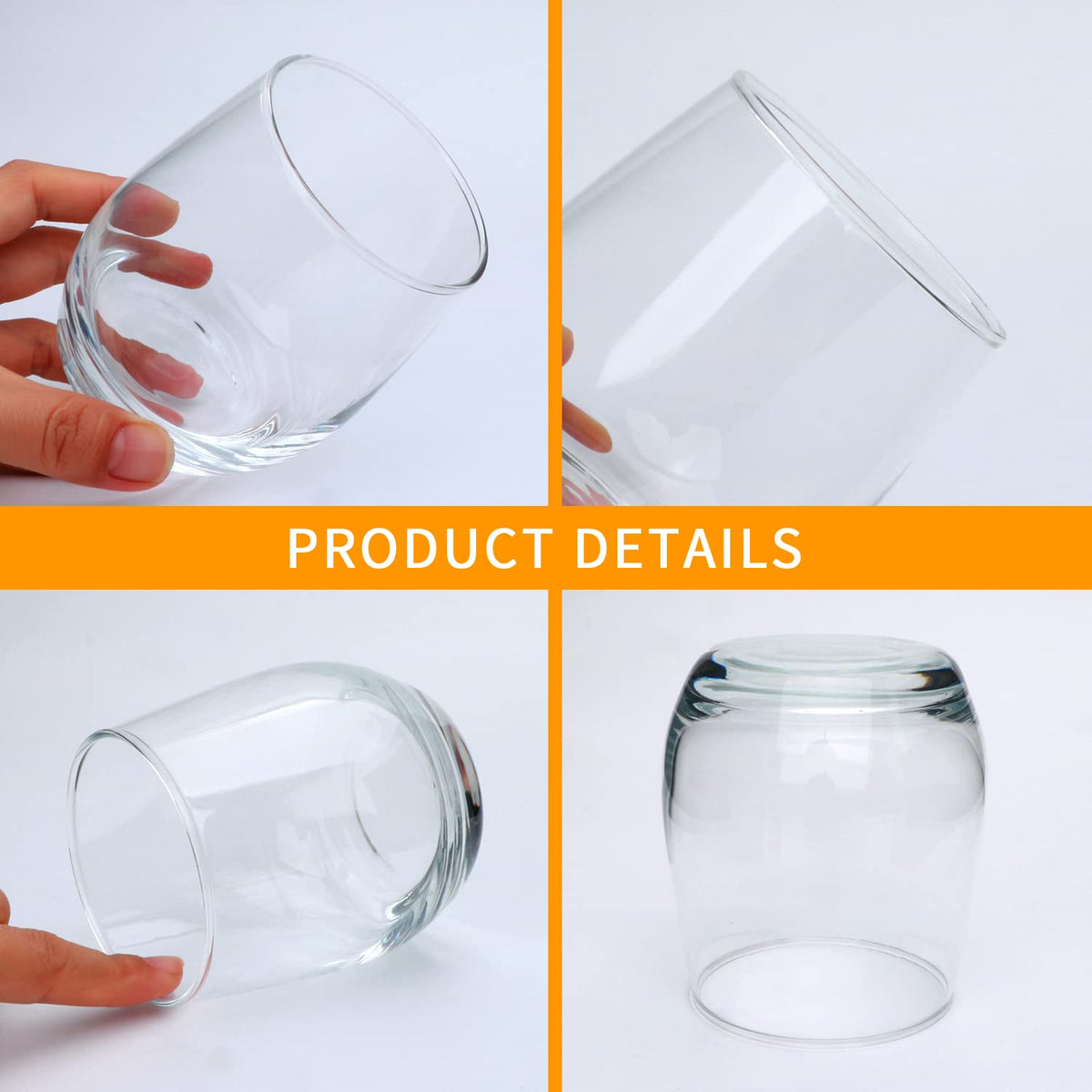 Cadamada clear stemless wine glass ideal for red or white wines.