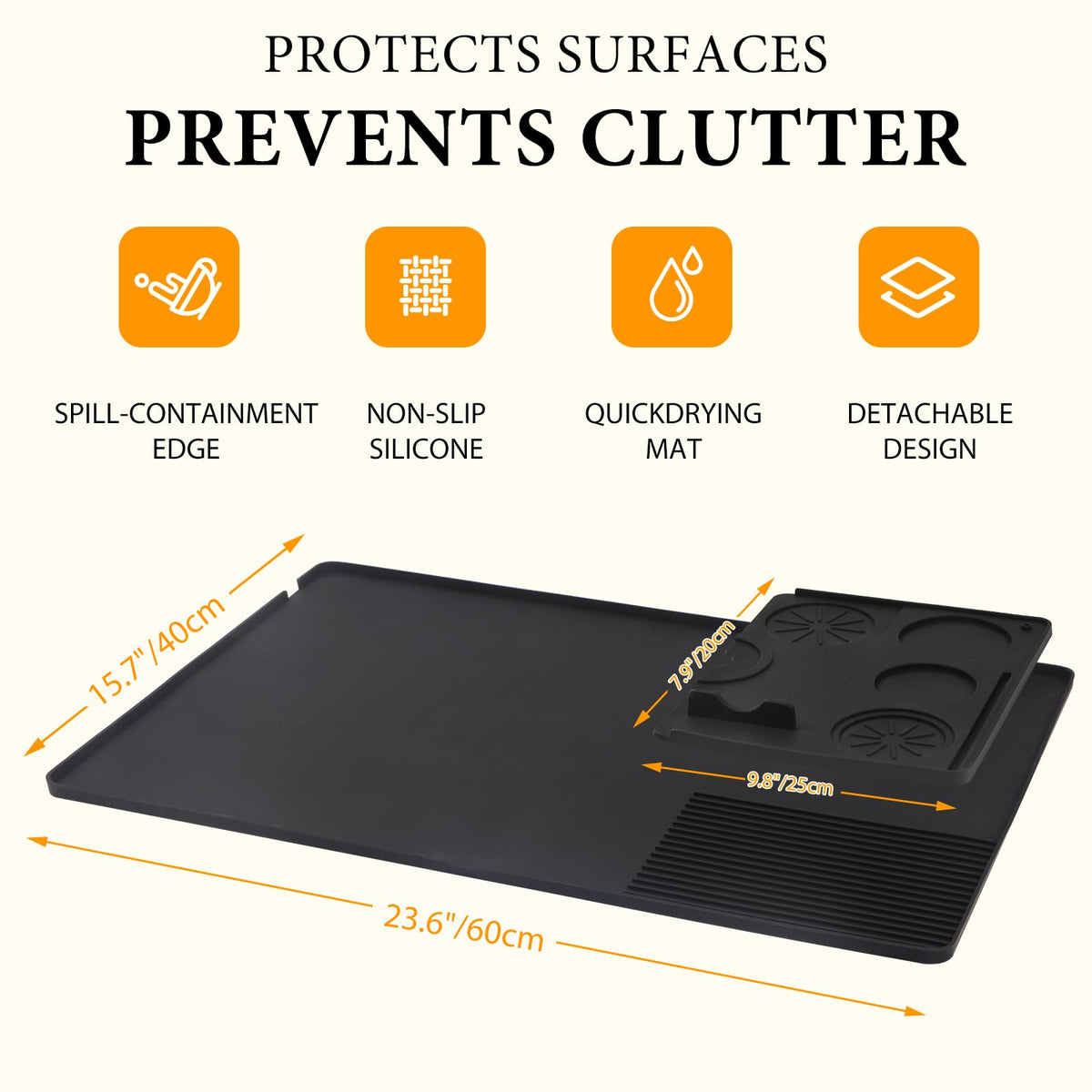 Cadetian drainage slot channels liquids away to keep surfaces dry.