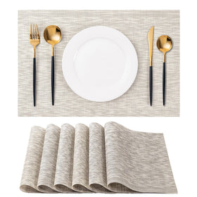CADONO placemats set6 on dining table showing durable, washable surface.