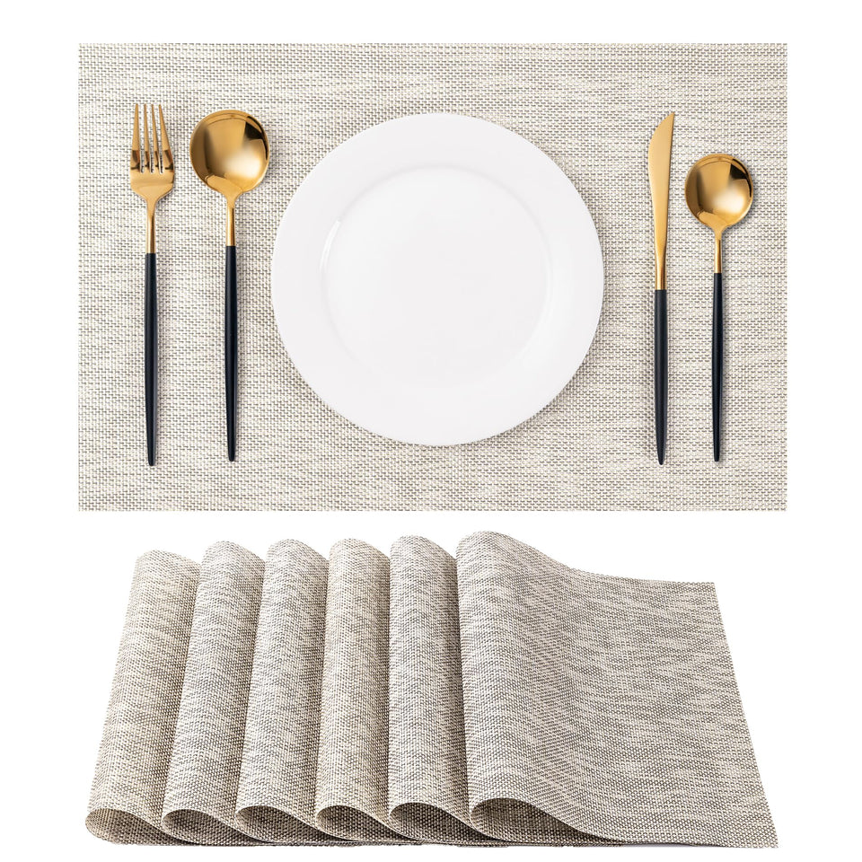 CADONO placemats set6 on dining table showing durable, washable surface.