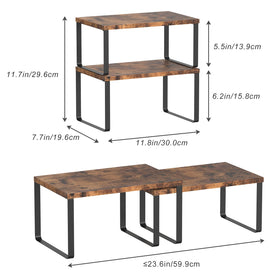 CADUKE expandable stackable countertop rack in wood for extra storage