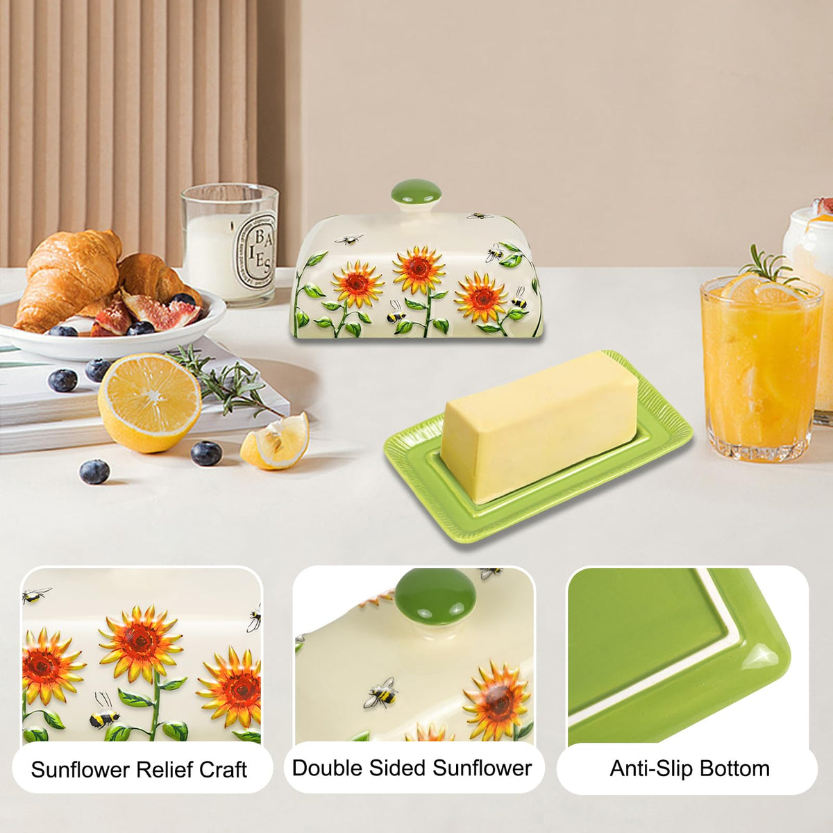 CADVJXZ butter dish is smooth ceramic and dishwasher-safe
