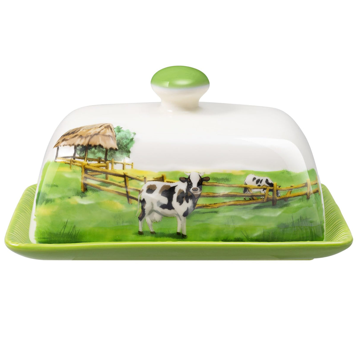 CADVJXZ cow butter dish with lid on countertop for fresh, easy spreading.